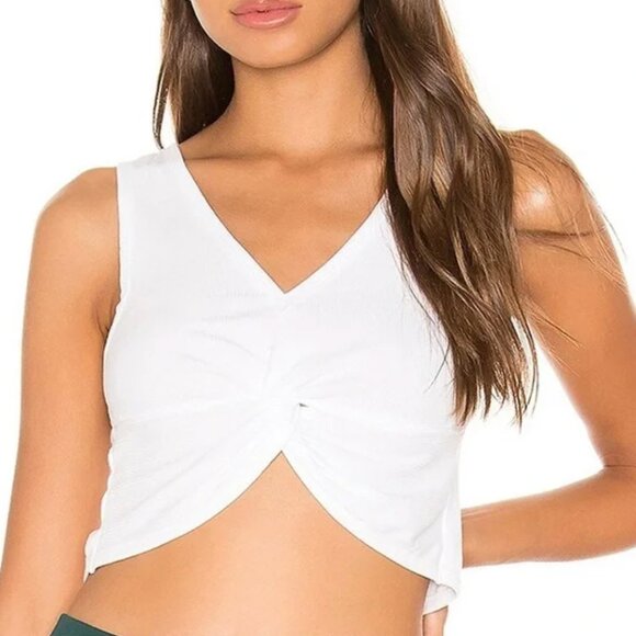 Free People Movement V Neck Ribbed New Moon White Tank Top Size M - Picture 1 of 6